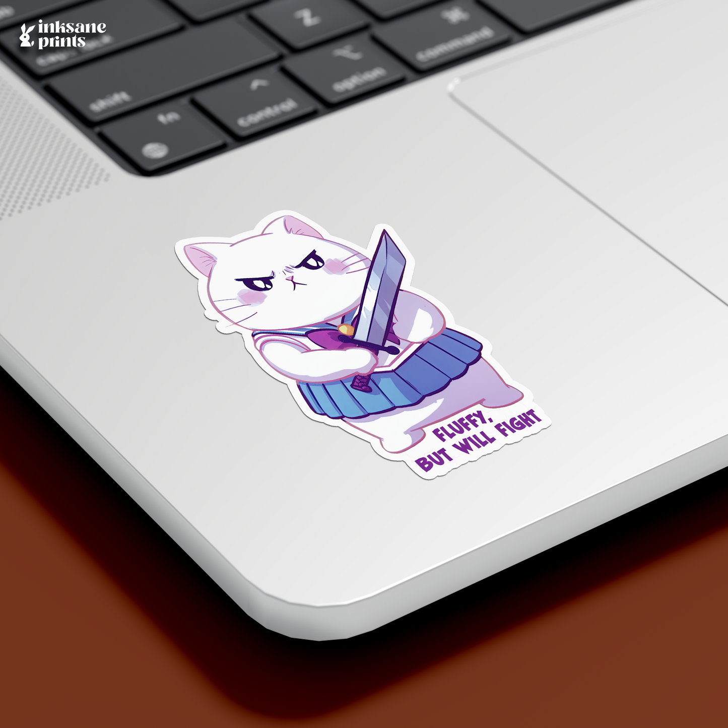 Fluffy, But Will Fight Sticker