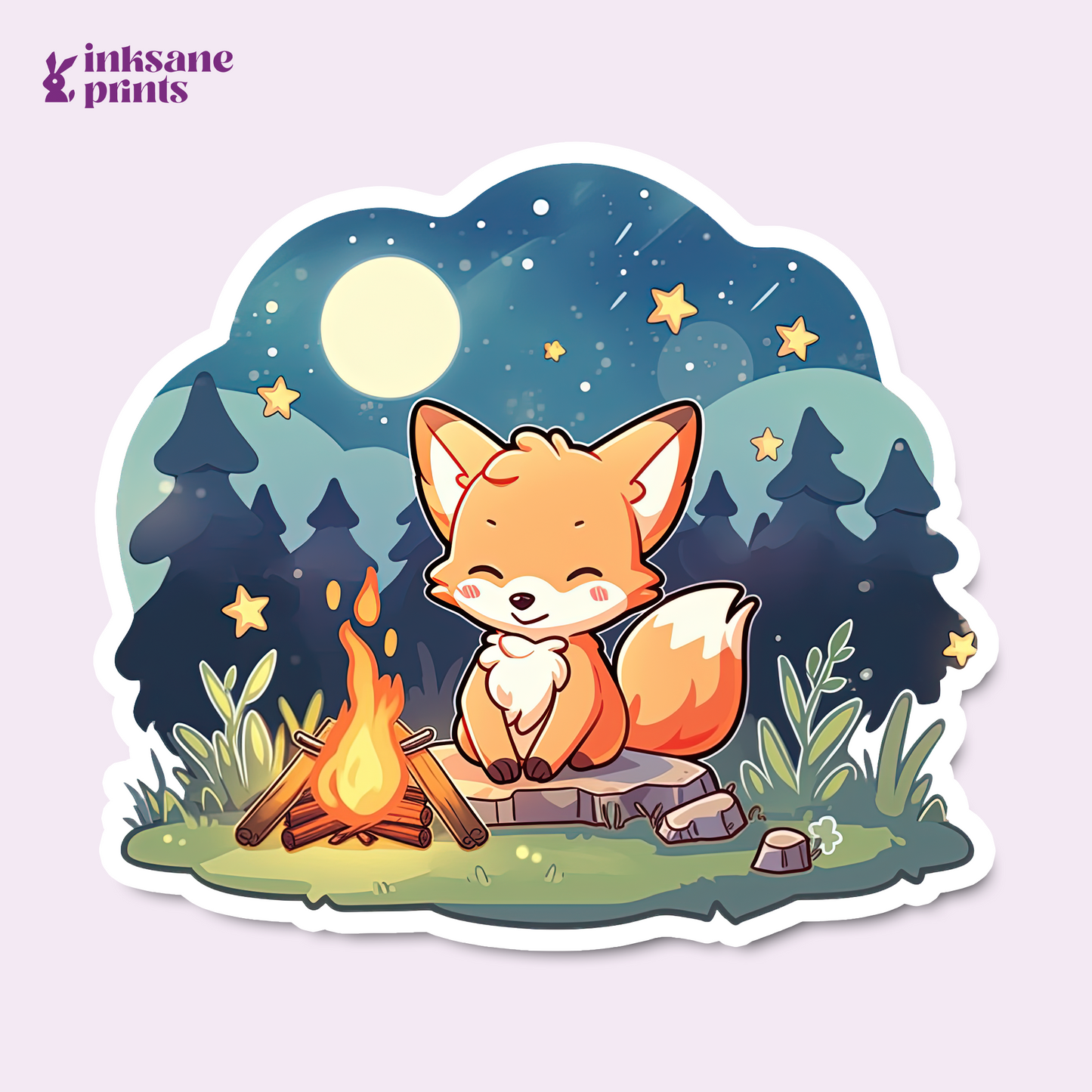 Camping Fox Sticker