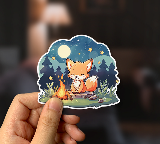 Camping Fox Sticker