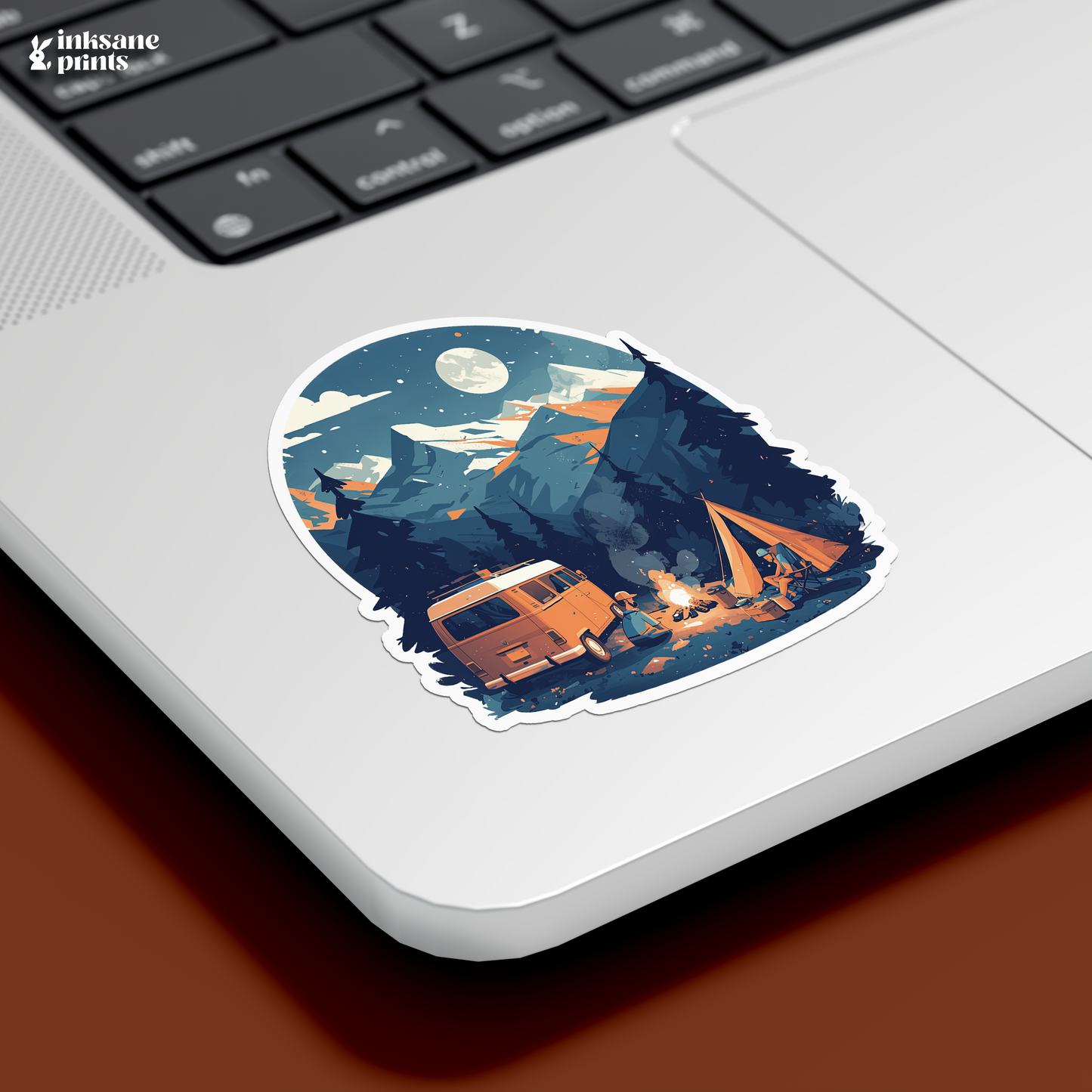 Campers in Moonlight Sticker