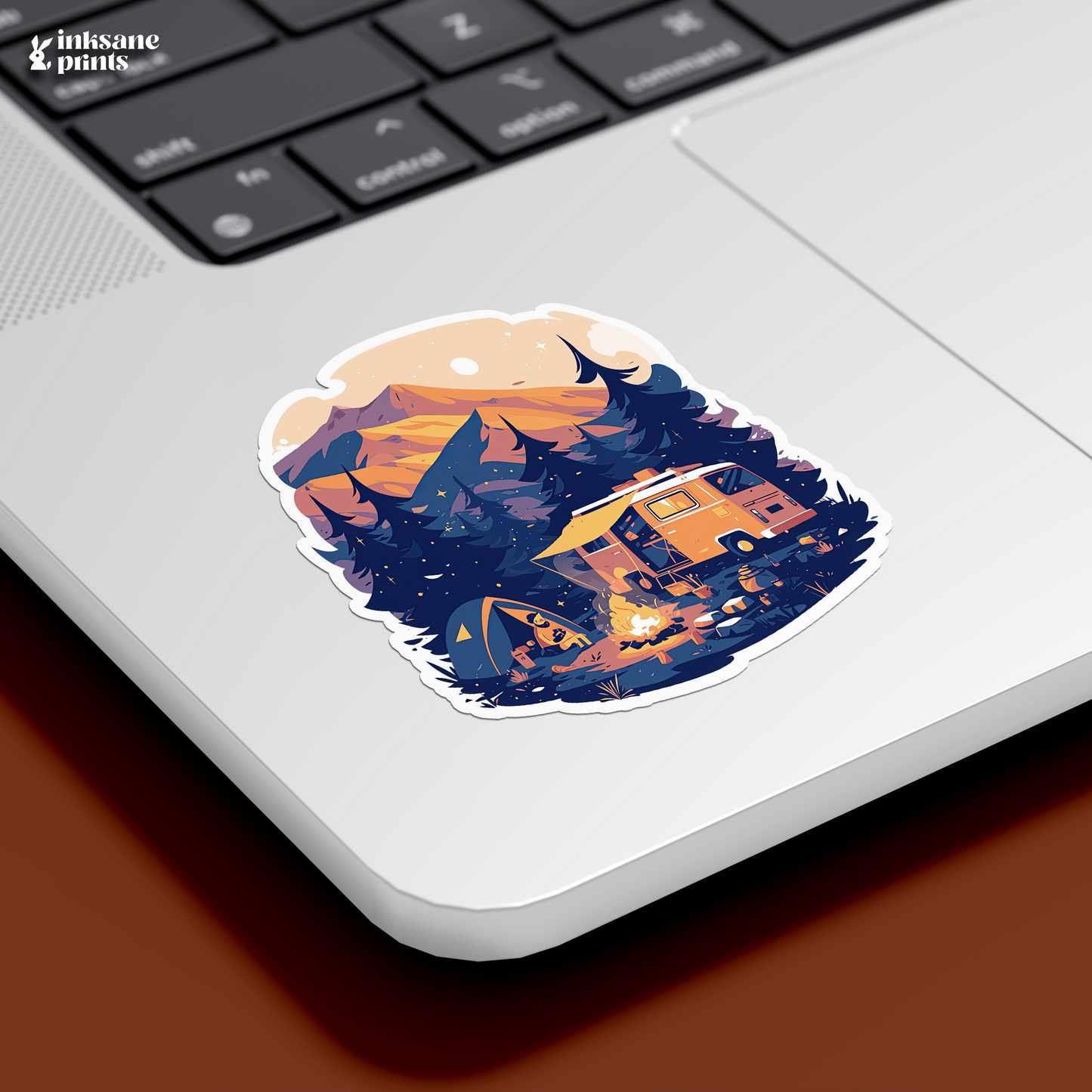 Campers At Sunset Sticker