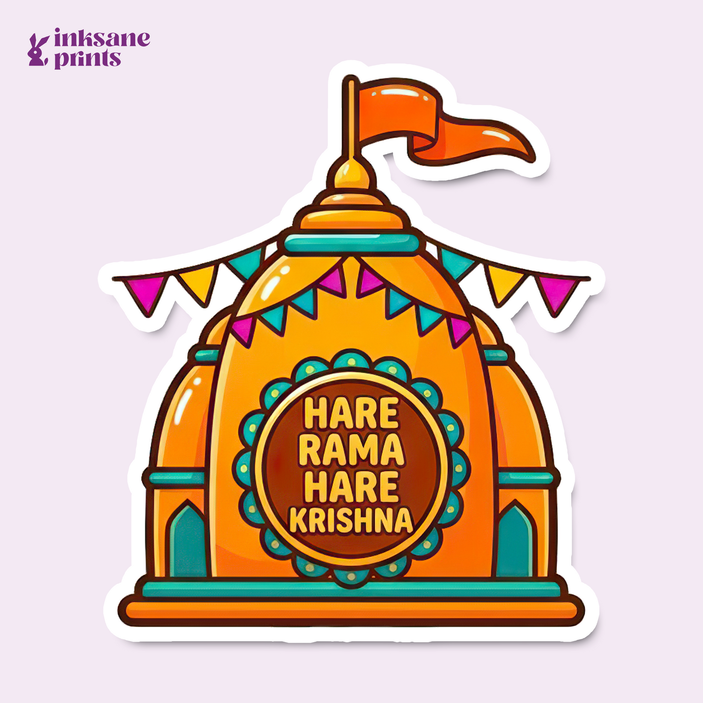 Hare Rama Hare Krishna Temple Sticker