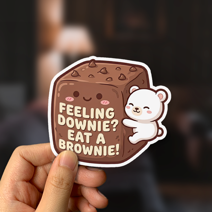 Feeling Downie Eat A Brownie Sticker
